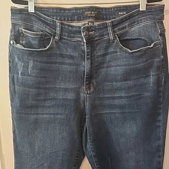 Judy Blue Jeans Womens Size 18W Blue Denim Slim Fit Pull On High Rise Stretch - Picture 2 of 9
